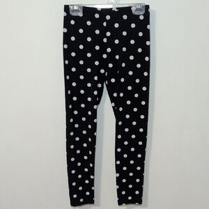 Primary Polka Dot Leggings Black Cream Cotton-Spandex Comfy Stretch Girls Size 8